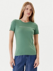 United Colors Of Benetton T-Shirt 3GA2E16A2 Zielony Regular Fit