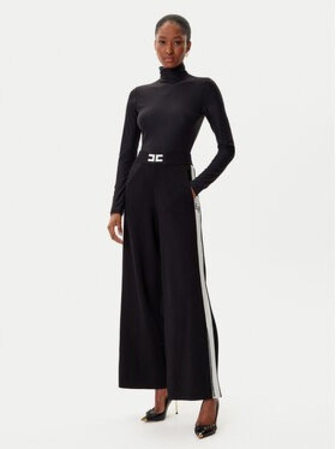 Elisabetta Franchi Spodnie dzianinowe KP-69S-56E2-V380 Czarny Regular Fit