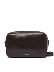 Calvin Klein Torebka Foil Logo Glossy Camera Bag LV04F3539G Brązowy