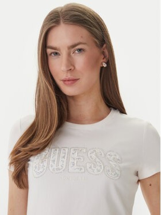 Guess T-Shirt W5GI04 J1314 Biały Slim Fit