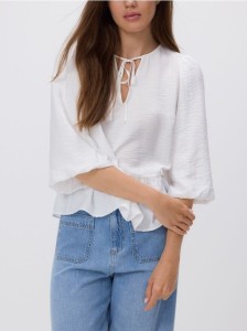 Wiskozowa bluzka z wiązaniem - biały
