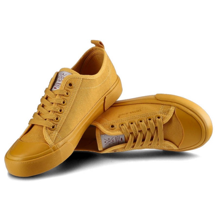 Trampki damskie Cross Jeans, sznurowany fason niska cholewka cholewka z wytrzymałego materiału tekstylnego klasyczny gumowy nosek płaska elastyczna p