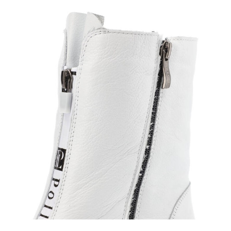 Białe Botki Pollonus Ocieplane Buty Damskie
