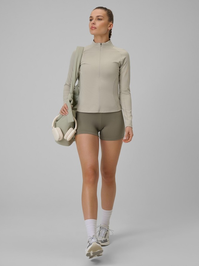 4F Bluza treningowa slim szybkoschnąca damska - beżowa L