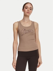 Guess Top W6YP30 K4380 Brązowy jasny Slim Fit