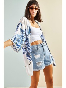 Bianco Lucci Kimono w kolorze biało-granatowym rozmiar: S