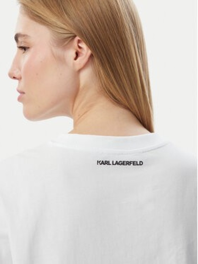 KARL LAGERFELD T-Shirt Rhinestone B4W17048 Biały Relaxed Fit