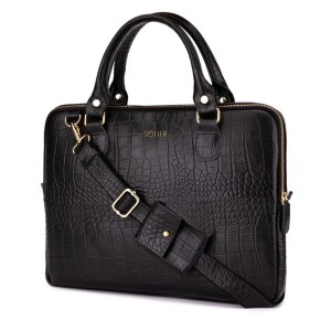 Torba na laptopa 13,3'' skórzana SOLIER czarna FL26 Alcamo