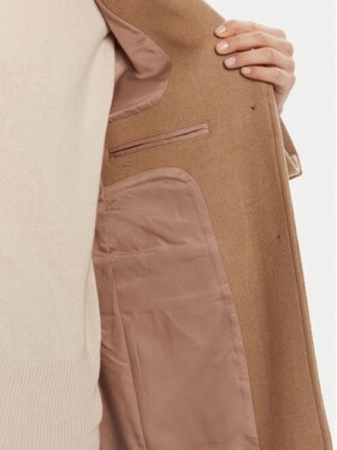 Calvin Klein Płaszcz wełniany LV044D558G Brązowy Slim Fit