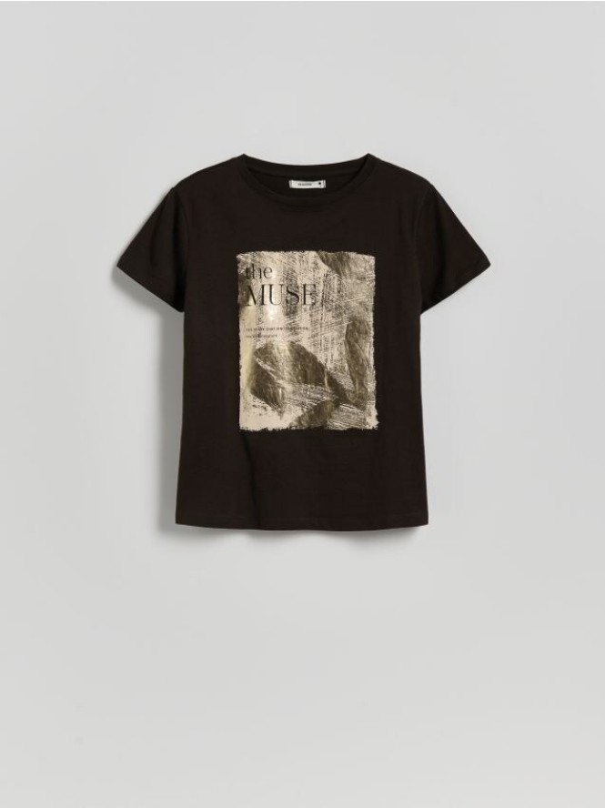 T-shirt z nadrukiem - ciemnobrązowy