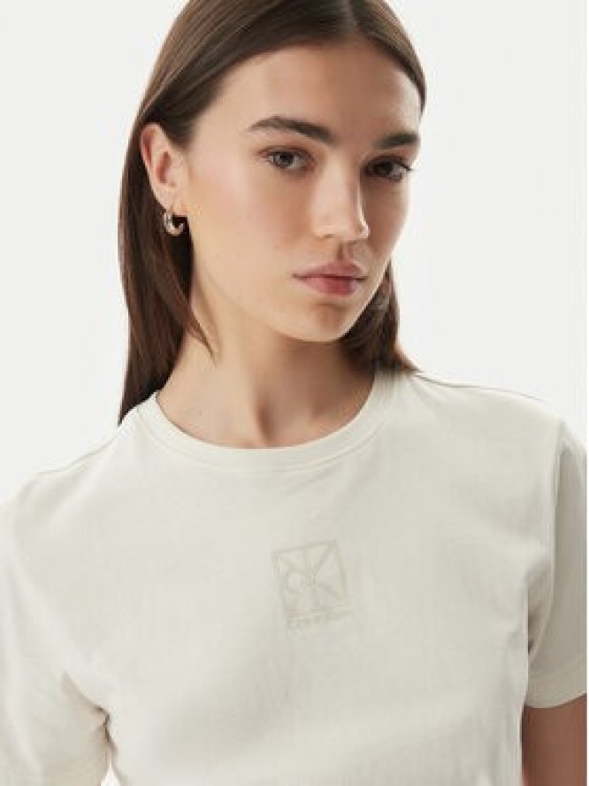 Calvin Klein Jeans T-Shirt SS 20s LV044G200G Kremowy Regular Fit