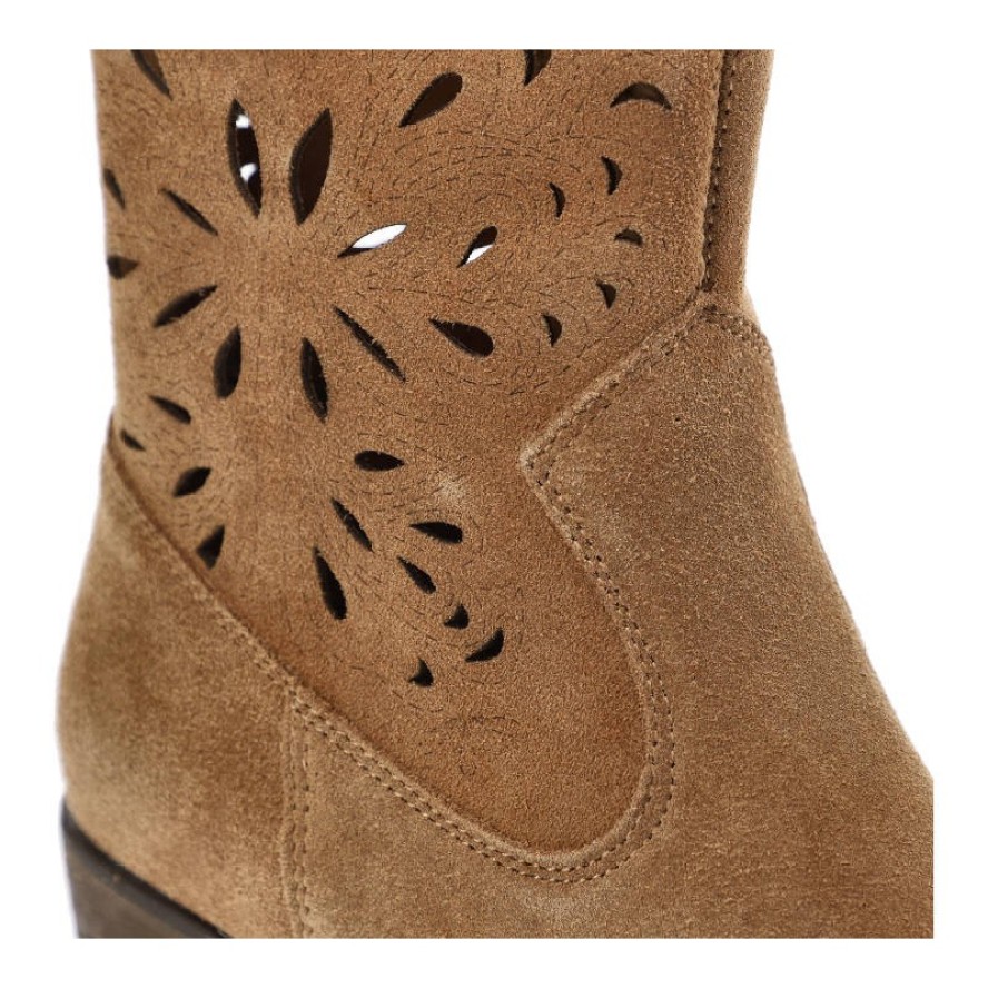 Brązowe Botki S.Barski Modne Skórzane Kowbojki Damskie