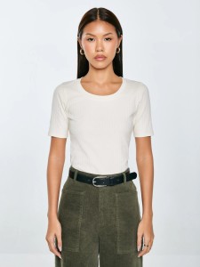 Koszulka damska w prążek kremowa Asterca 103