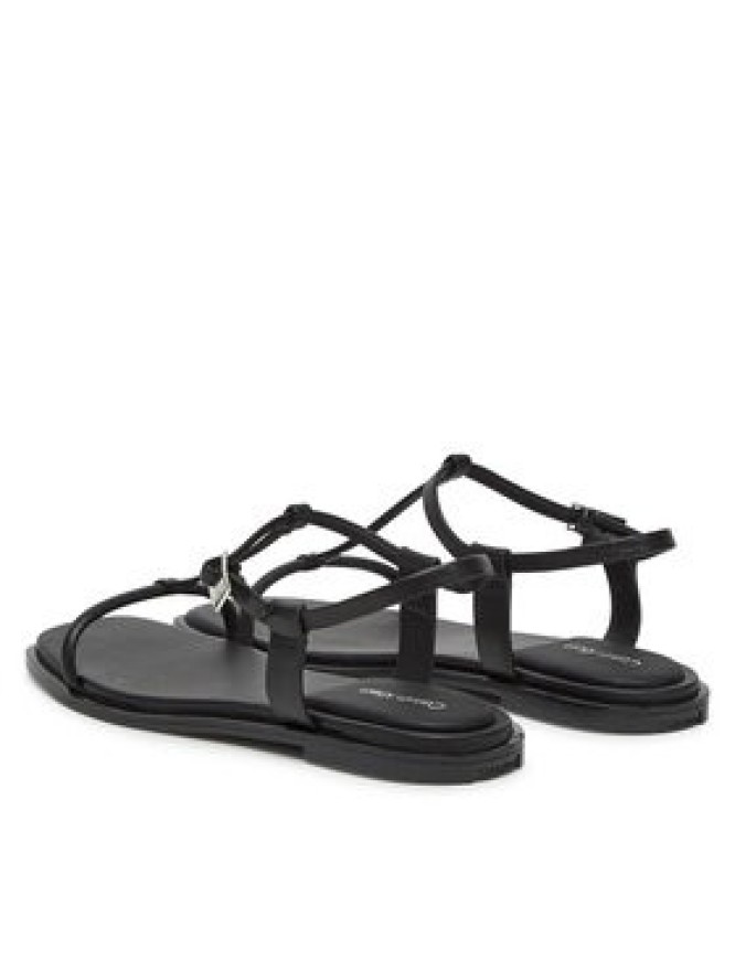Calvin Klein Sandały Flat Sandal Squared Buckle Lth HW0HW02556 Czarny
