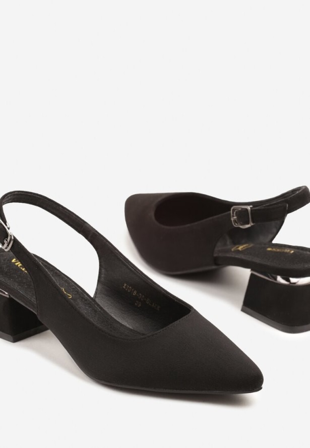 Czarne Sandały Vices Slingback ze Skórzaną Wkładką Ciarissa