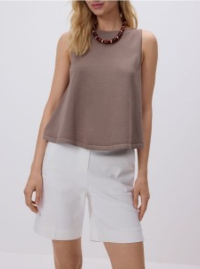 Luźna bluzka z wiskozą - brązowy