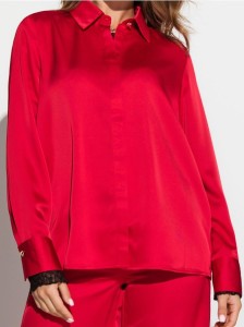 Koszula z satynowym wykończeniem - czerwony