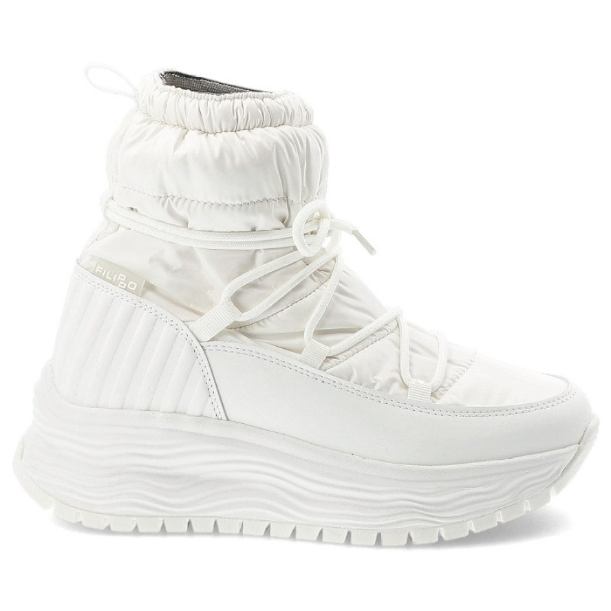 Białe Śniegowce Filippo Ciepłe Buty Damskie Na Platformie