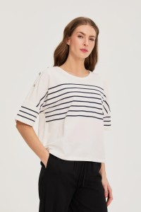 Bluza w paski biała