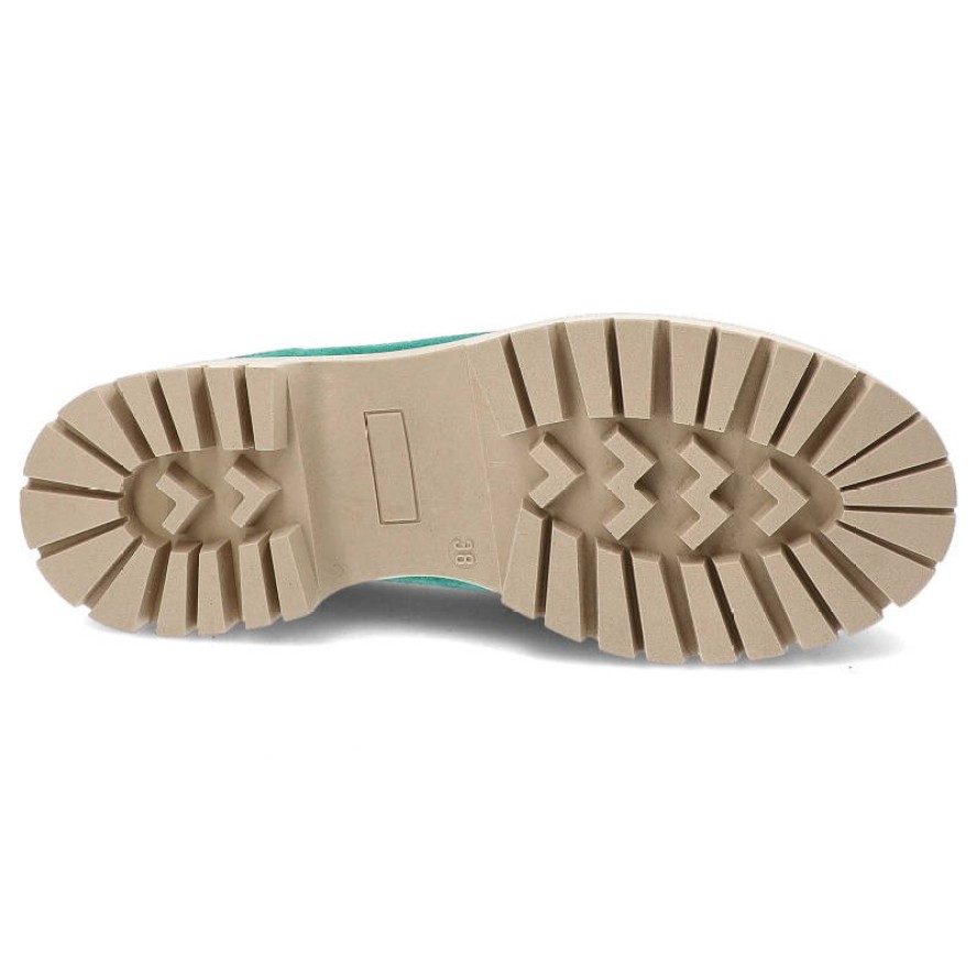 Zielone Półbuty Lemar Modne Skórzane Obuwie