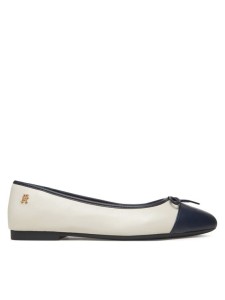 Tommy Hilfiger Baleriny Toe Cap Leather Ballerina FW0FW08759 Beżowy