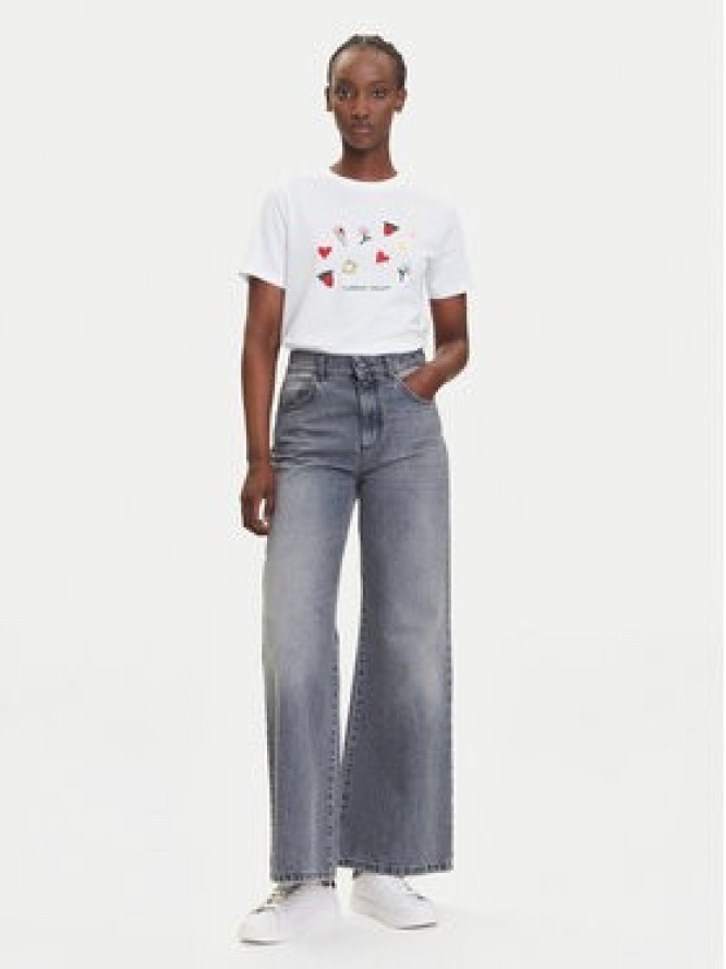 Pieces T-Shirt Funly 17160308 Biały Regular Fit