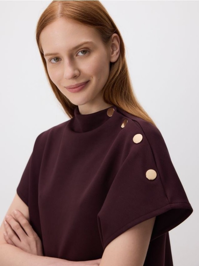 Bluzka z ozdobnymi guzikami - ciemnofioletowy