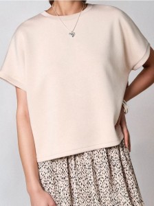 Bluza z krótkim rękawem soft touch - beżowy