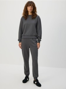Spodnie dresowe jogger z bawełną - ciemnoszary