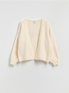 Kardigan z dodatkiem wełny - kremowy