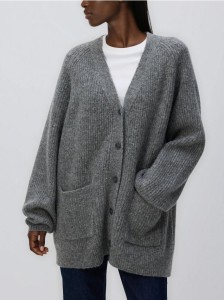Kardigan z wełną - szary