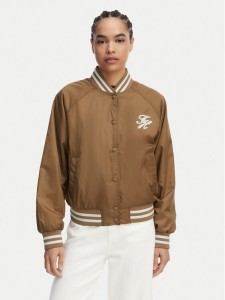 Tommy Hilfiger Kurtka bomber Logo Appliqué WW0WW48618 Brązowy jasny Regular Fit