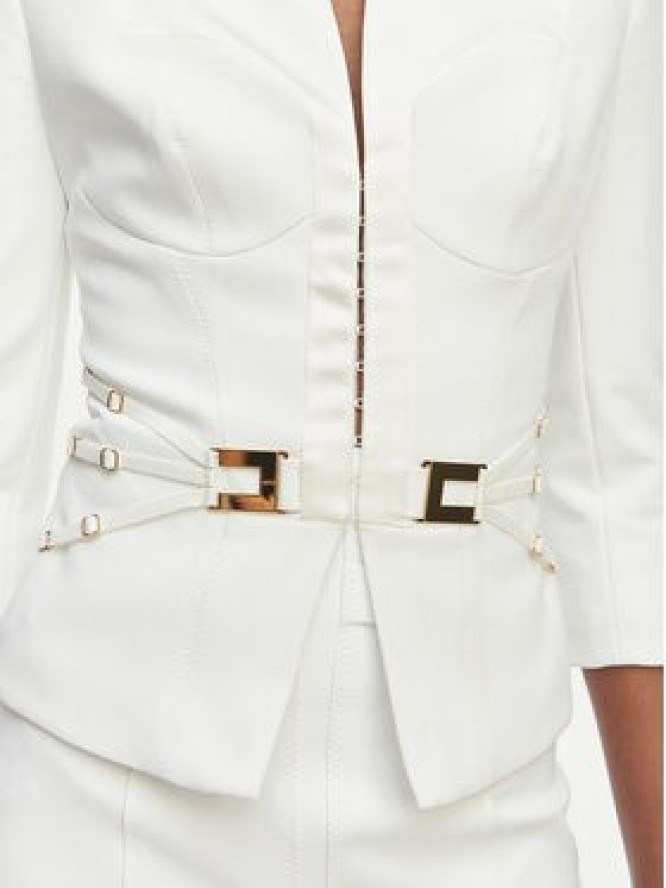 Elisabetta Franchi Marynarka GI-202-61E2-V590 Biały Regular Fit