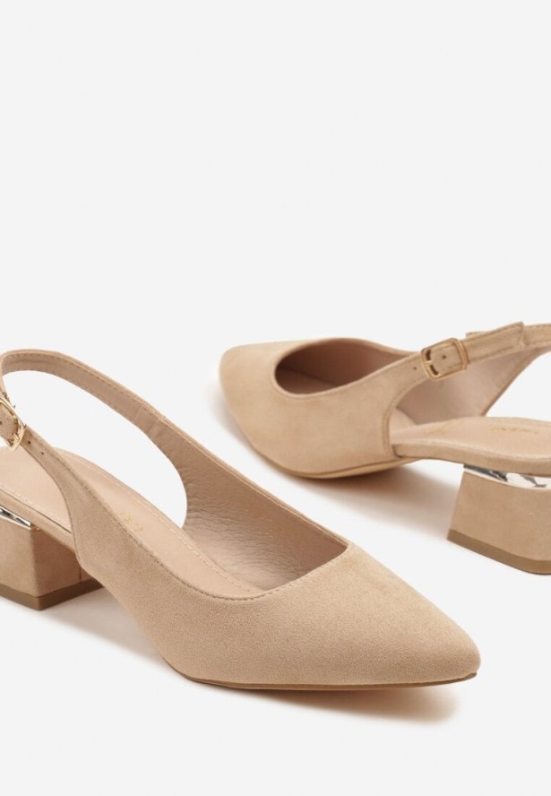 Ciemnobeżowe Sandały Vices Bez Pięty ze Skórzaną Wkładką Evialiana