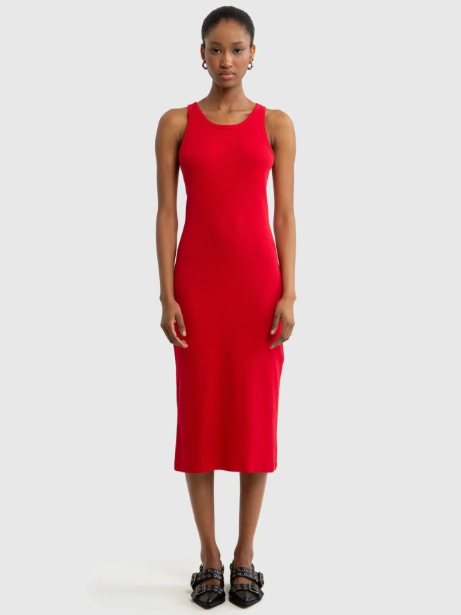 Sukienka damska midi czerwona Maxinassara 603