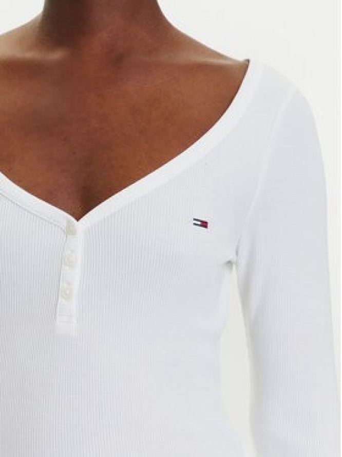 Tommy Jeans Bluzka Henley DW0DW20903 Biały Slim Fit