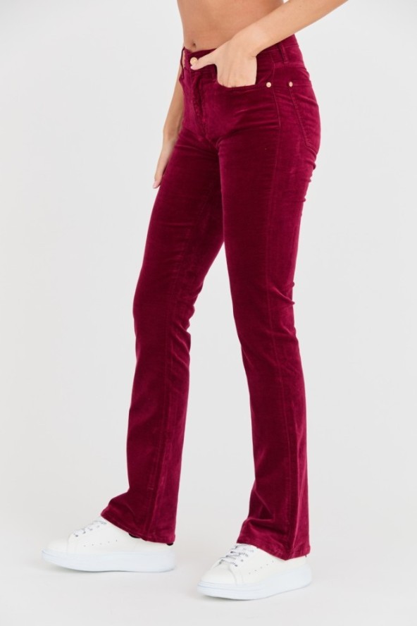 7 FOR ALL MANKIND Bordowe damskie spodnie Bootcut Velvet, Rozmiar 27