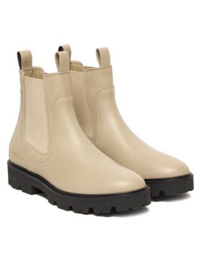 Tommy Hilfiger Sztyblety Lthr Low Chelsea FW0FW08775 Écru