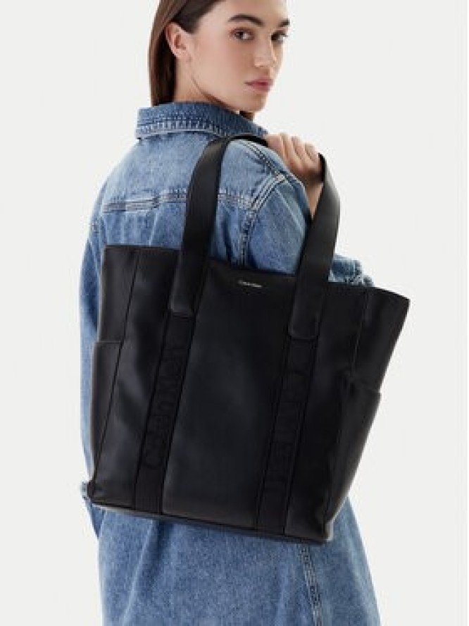 Calvin Klein Torebka Webbing Strap Tote LV04F3289G Czarny