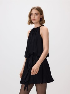 Sukienka mini z wiskozą - czarny