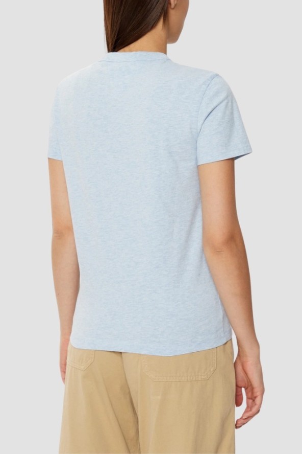 TOMMY JEANS Błękitny damski t-shirt z małym logo, Rozmiar L