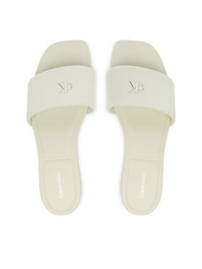 Calvin Klein Klapki Square Flat Sndl Canvas Hw HW0HW03129 Biały