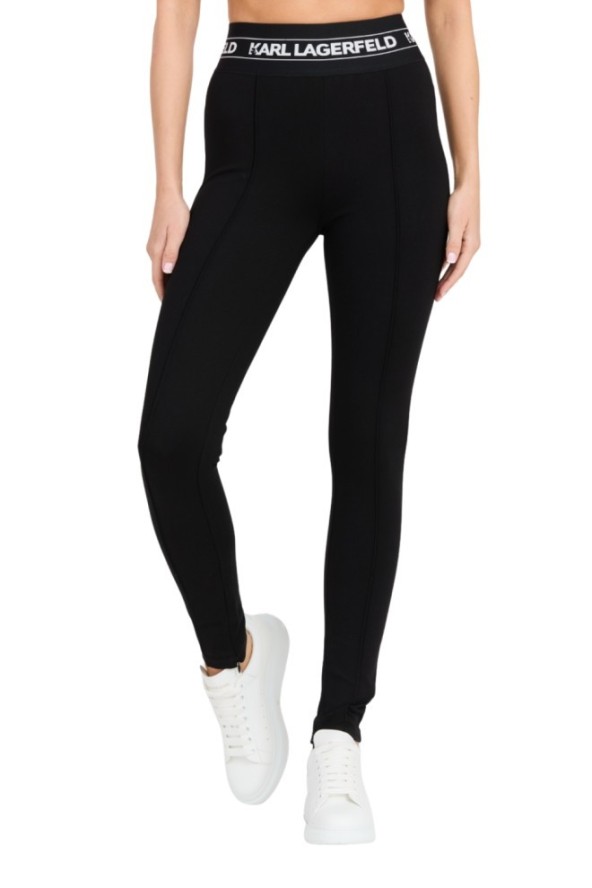 KARL LAGERFELD Czarne damskie legginsy Logo Elastic Punto Leggings, Rozmiar L