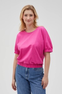Bluzka z krótkimi rękawami fuksjowa