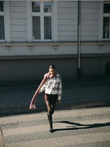 Spódnica z imitacji skóry - bordowy