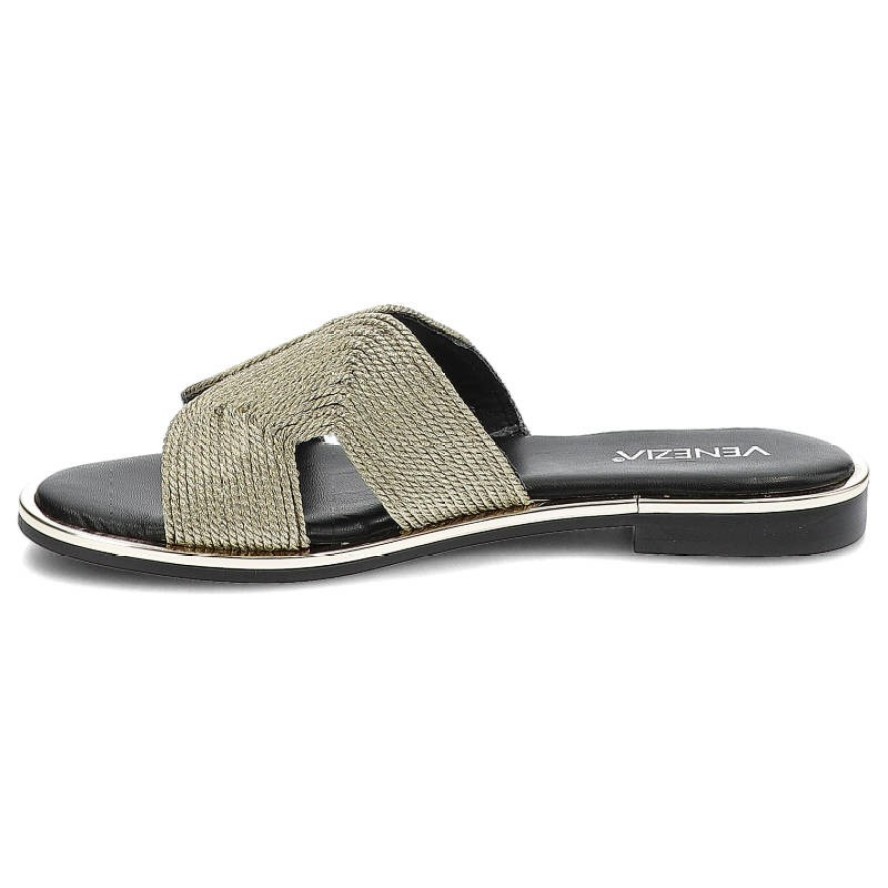 Złote Klapki Venezia Wygodne Buty Damskie