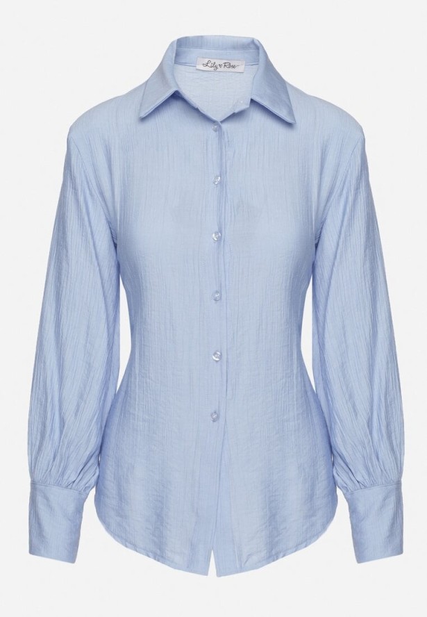 Niebieska Koszula z Usztywnionymi Ramionami Ozdobiona Sznurkiem Meroriela
