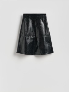 Spódnica z imitacji skóry - czarny