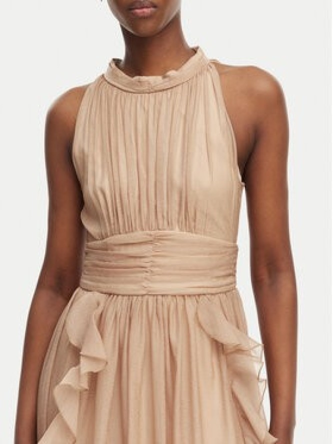 Morgan Sukienka koktajlowa 261-RFLAM Beżowy Regular Fit