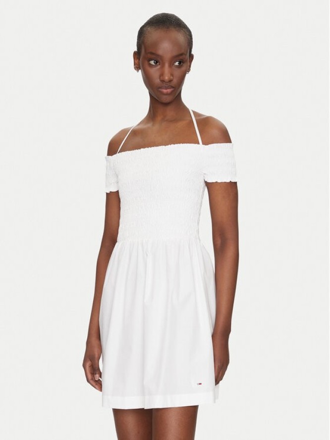 Tommy Jeans Sukienka letnia DW0DW20343 Biały Slim Fit